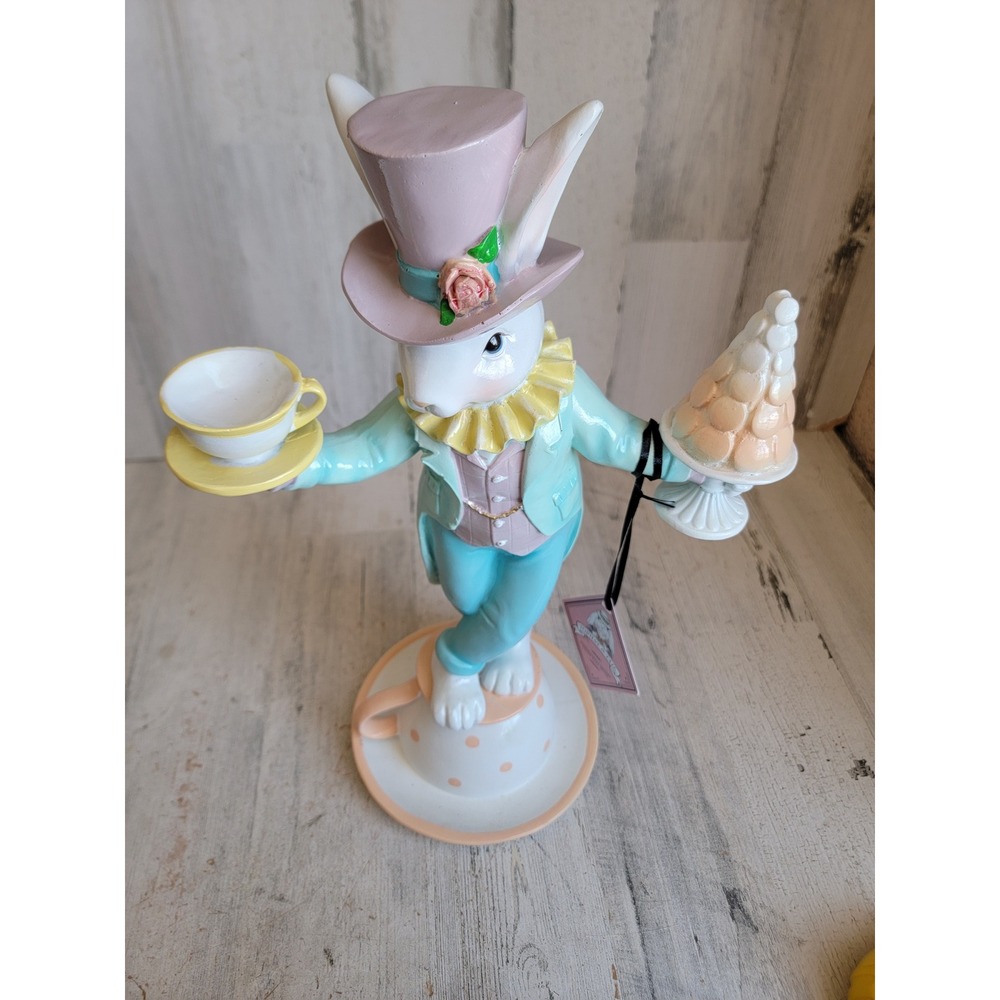 Top hat tale mad hatter Easter tea cup spring rabbit bunny home decor unique